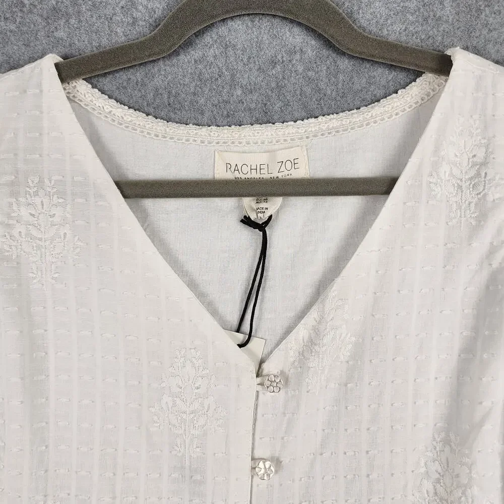 Rachel Zoe White Maxi Dress Lace Eyelet Boho Size 8 - Picture 7 of 13